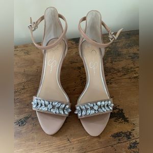 Jessica Simpson rhinestone/nude heels
